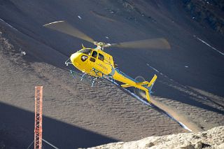 05 Helicopter Arriving At Aconcagua Plaza Argentina Base Camp 4200m